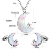 ASON Moon Star Shell 316L Stainless Steel Bridal Wedding Jewelry Sets for Women 2019 Necklace Pendant Small Stud Earring