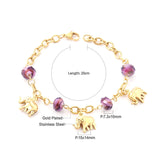 ASON Fashion Elephant Charm Beads Chain Bracelets for Women Gold Color Stainless Steel Bangle Pendant Accessories Jewelry