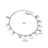 ASON – Bracelet cœur réglable avec breloque boule en acier inoxydable, couleur argent, pour femmes, bijoux de fête à la mode 