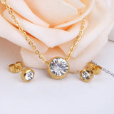 Wedding Jewelry Sets Round Crystal Pendant Necklace Earrings For Women Fashion Jewelry Jewellery set accesorios