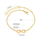 ASON Frosted Lucky Eight Number Shape Loop Link Chain Bracelets Gold Color Stainless Steel for Women Jewelry Extender