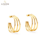 ASON Fashion Korean Style Round Circle Hoops Earrings Stainless Steel Gold Color Earrings For Women Girl Trendy Jewelry