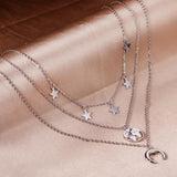 ASON Moon and Star Pendant Multi-layer Necklace 316L Stainless Steel Fashion Chains for Women Party Gift Jewelry Accessory