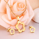 Flower Wedding Dubai African Jewelry Set Gold Pendant Necklace Earrings For Women Stainless Steel Jewelry Sets