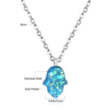 ASON – Collier pour enfants en acier inoxydable, pendentif main bleue mignonne, chaînes de couleur or, Collier cadeau de fête, bijoux 