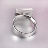 Brand New Stainless Steel Fashion Rings Opals Stone Ring Square Vintage Jewelry