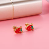 ASON Cute Strawberry Cloud Rainbow Stud Earrings Children's Earrings Stainless Steel Fashion Jewelry for Girl Women