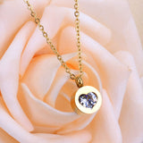 ASON Heart Cubic Zirconia Round Pendants Stainless Steel Chains Necklace Gold Color Accessories Wholesale Daily Wear Choker