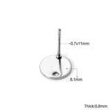 ASON 100 unids/lote pendientes pequeños de forma redonda con agujeros conector de ajuste de Base de acero inoxidable para suministros de joyería DIY