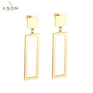 ASON boucles d'oreilles goutte bijoux géométrique Rectangle longue pendaison en acier inoxydable boucle d'oreille pour femmes filles fête cadeau de mode 