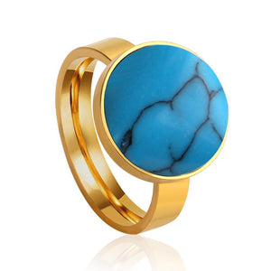 Anillo Vintage de moda para mujer, anillos esmaltados de piedra azul, joyería de moda al por mayor