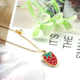 Collier pendentif fraise en cristal pour femmes et filles, mignon, en acier inoxydable, étanche, doux, ras du cou, cadeaux d'anniversaire 