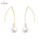 ASON Stylish White Imitation Pearl Drop Earring 316L Stainless Steel Dangle Earring for Women Daily Wear Party Gift Jewelry