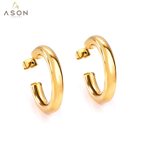 ASON – boucles d'oreilles demi-cercle en acier inoxydable lisse pour femmes, bijoux à la mode, accessoires de bijouterie 