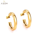 ASON-pendientes semicirculares de acero inoxidable liso para mujer, joyería de moda, accesorios de joyería 