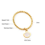 ASON Trendy Shell Charm Ring Gold Color 316L Stainless Steel Rings Unusual Fashion Jewelry for Women Gift Accessories