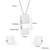 Ensemble de bijoux en acier inoxydable pour femmes, colliers et boucles d'oreilles tendance de forme rectangulaire, couleur or/argent, cadeaux de saint-valentin 