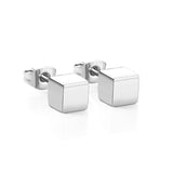 ASON Trendy Square Earrings Smooth Cube Piercing Stud Earring Stainless Steel for Women Girl Geometric Jewelry Accessories