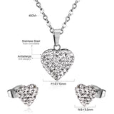 ASON Love's Heart Cubic Zirconia colgante collar pendiente moda fiesta boda accesorios collares de acero inoxidable 