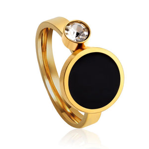 Trendy Women Black Stone Ring With Cubic Zirconia For Decor No Fade Rings Jewelry USA Size 6-8