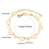 ASON 316L Stainless Steel Heart and Star Charm Anklet Lovely Foot Chain Beach Jewelry for Women with Extender 23+5cm