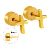 ASON Gold Color Cross Earring Fashion Jewelry for Women Men Stainless Steel Priecing Stud Earring Christmas Gift Party