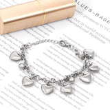 ASON Lovely Heart Bracelet with Steel Ball Charm Stainless Steel Bangle Silver Color Accessories for Women Girl Jewelry