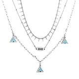 Colliers à trois couches, pendentif pyramide bleue pour femmes et filles, couleur or, ras du cou en acier inoxydable, collier de cou élégant 