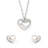 Lover Jewelry Sets Romantic Style Heart Shape Imitation Pearl Pendant Necklace Earring Brinco Collars Choker Party