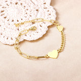 ASON Trendy Heart Shape Charms Bracelet Stainless Steel Bangle Bracelets for Women Gold Color Hand Chain Fashion Jewelry