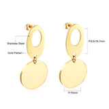 ASON Classic Gold Color Round Pendant Drop Earring Stainless Steel Dangle Earring for Women Gift Accessories Jewelry