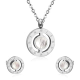 ASON Round Love Shell Top 316L Stainless Steel Gold Wedding Jewelry Sets for Women Necklace Pendant Small Stud Earring