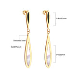 Coréen goutte d'eau coquille en acier inoxydable 316L goutte bijoux boucles d'oreilles ensemble pour les femmes cadeau de fête boucles d'oreilles en or/acier