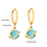 Exquisite pendientes Brand Design Earth Planet Charms Round Geometric Circle Dangle Drop Earrings Acrylic Zirconia