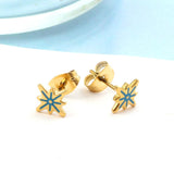 Stainless Steel Lucky Star Stud Earrings For Women Girls Gold Plated Silver Color Trendy Piercing Ear Wholesale