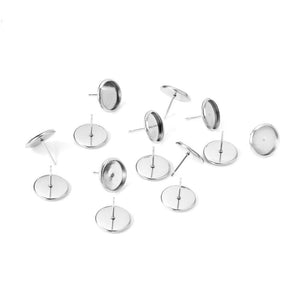 ASON 100 unids/lote pendiente blanco de acero inoxidable Base pendientes de cabujón accesorios de ajuste para suministros de joyería DIY