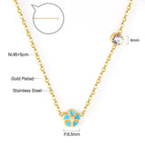 Collier pendentif en acier inoxydable pour femmes, mode coréenne, fleur de pêche, chaîne de bureau, bijoux pour femmes 