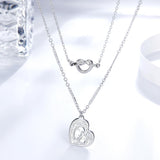 ASON Multi-Layer Pandents Necklace Gold Color Stainless Steel Mom And Son Hollow Out Heart Shape Necklace For Women Patty