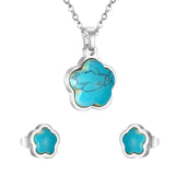 ASON – ensemble de bijoux de mariée en acier inoxydable 316L, or, pour femmes, collier en forme de fleur, pendentif, petites boucles d'oreilles