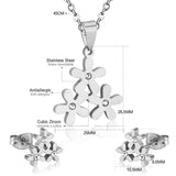 Ensembles de bijoux en acier inoxydable pour femmes, boucles d'oreilles en cristal, fleur de dubaï, collier, ensemble de bijoux, accessoires