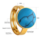 Trendy Vintage Ring For Women Blue Stone Enamel Rings Fashion Jewelry Wholesale