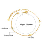 ASON-tobillera con cuentas para mujer, cadenas para pie, Color dorado, acero inoxidable, joyería de playa, cadena Simple para pierna de 23 + 5cm con extensor 