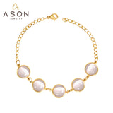 ASON – Bracelet en chaîne opales tendance de 20cm, couleur or, en acier inoxydable, accessoires pour femmes, bijoux, usage quotidien 