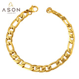 ASON 8mm Stainless Steel Chain Gold Color Cuban Link Bracelet Bangle for Men Women Party Gift Wholesale Fashion Jewelry