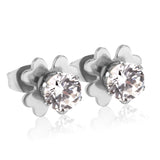 ASON Flower Shape Round AAA CZ Earring Stainless Steel Push Back Stud Earrings Female Brinco Party Wholesale 2022 New Style