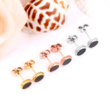 ASON Stylish White/Black Shell Stud Earrings 3Pairs/lot 8mm Round Earring Stainless Steel Jewelry for Women Party Gift