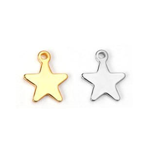 ASON 100 unids/lote dijes de estrellas 316L colgante de estrellas de acero inoxidable Color dorado y plateado con agujeros para suministros de joyería DIY