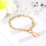 ASON Gold Color Key Lock Charm Pendant Punk Bracelet Stainless Steel Bangle for Women Men Party Gift Fashion Jewelry