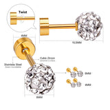 ASON Piercing Earrings Stainless Steel Cubic Zirconia Stud Earring Gold Color Brinco Bijoux Wholesale Fashion Jewelry Women