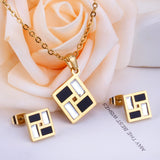 Geometry Gold Stainless Steel Wedding Dubai African Jewelry Sets Necklace Earring For Women Jewellery Jewelry Set